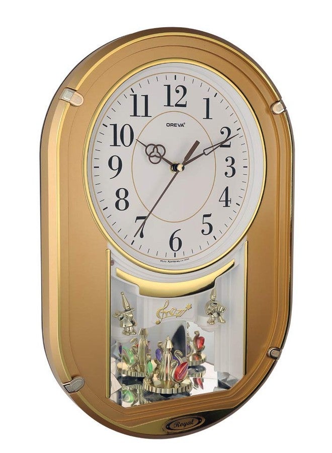 أوريفا ساعة حائط بلاستيكية دوارة وموسيقية بندولية من أوريفا (26.8 سم × 7.2 سم × 43.5 سم، AQ-2127) (نحاسي) - Image 2